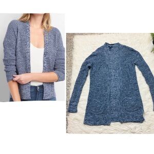 Gap Duster Cardigan Open Front Blue White With Pockets Size Small